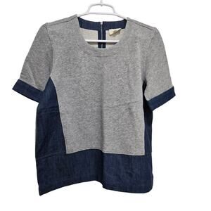 AG Adriano Goldschmied Mila Denim Contrast Top XS Gray